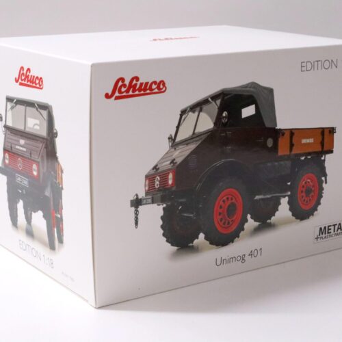 en 1:18 Schuco Mercedes Unimog U401 with Softtop 1956 dark red - Image 4