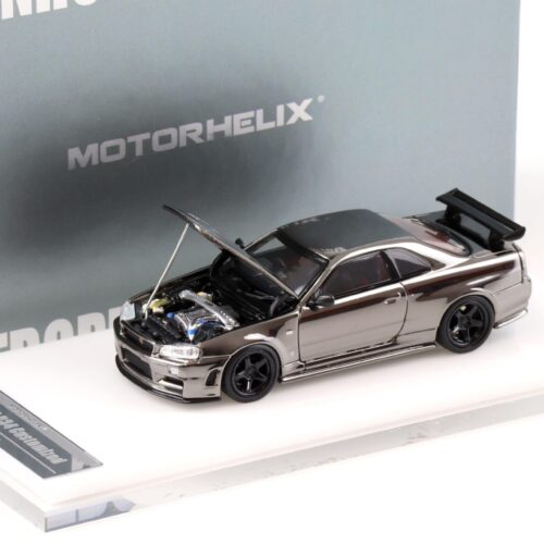 1:64 Motorhelix Nissan Skyline GT-R R34 Nismo Electro. Gun Metal HEC EXPO