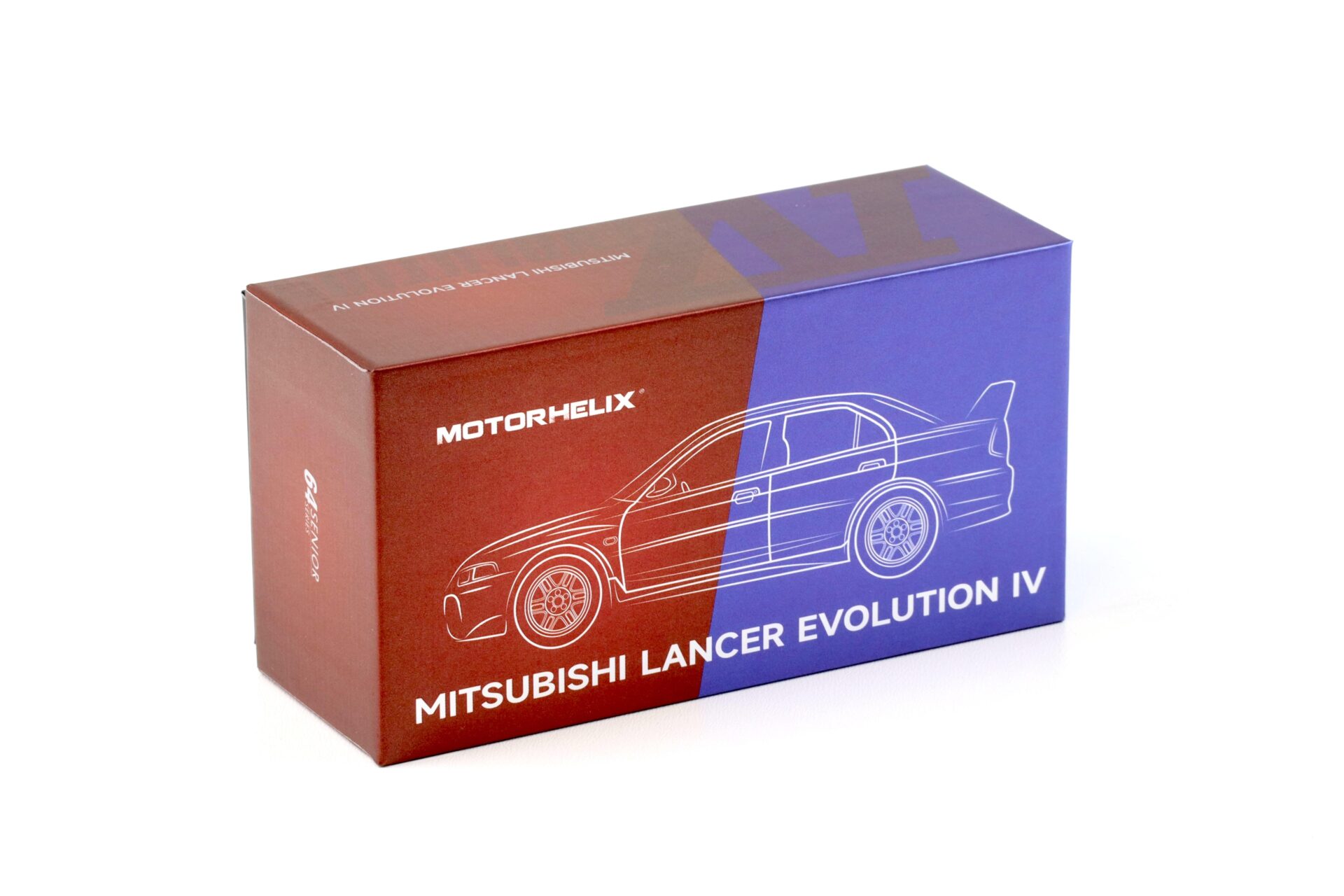 1:64 Motorhelix Mitsubishi Lancer Evolution IV Metal blue + wheels HEC EXPO