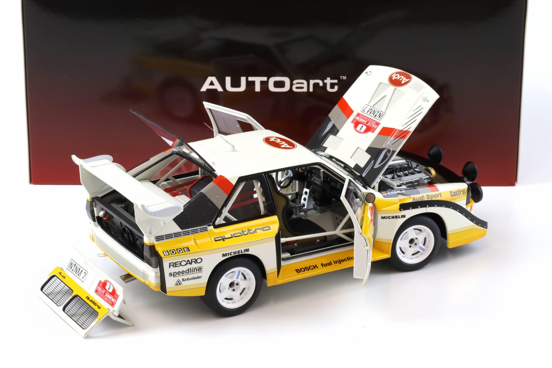 1:18 AUTOart Audi Sport Quattro S1 Rally San Remo 1985 Winner Röhrl/Geistdörfer #5