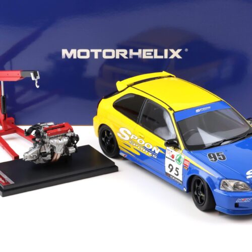 1:18 Motorhelix Honda Civic Type R (EK9) SPOON yellow/ blue livery + engine M85014
