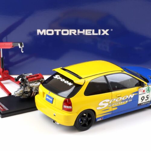 1:18 Motorhelix Honda Civic Type R (EK9) SPOON yellow/ blue livery + engine M85014