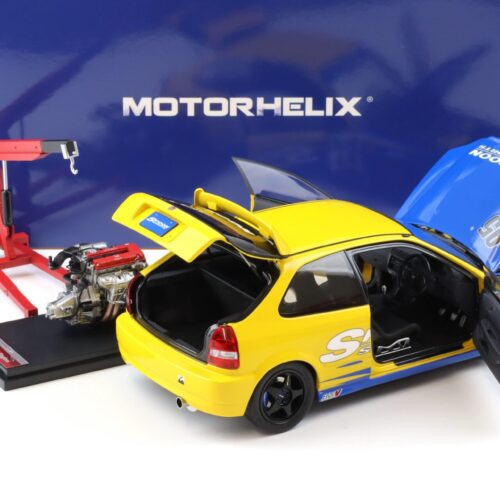 1:18 Motorhelix Honda Civic Type R (EK9) SPOON yellow/ blue livery + engine M85014
