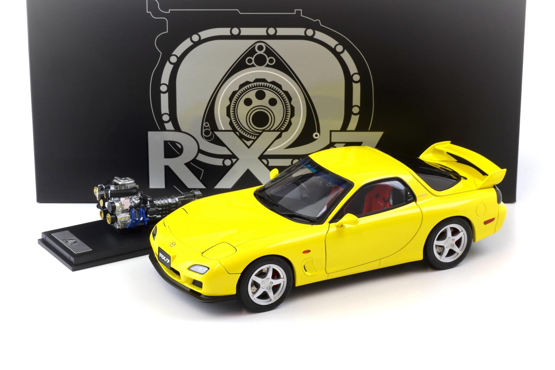 1:18 Polar Master Mazda RX-7 Bathurst R Coupe yellow with engine PLM22-001-5