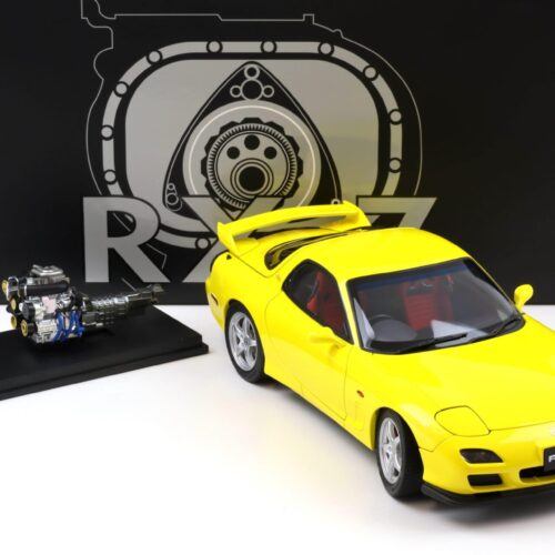 1:18 Polar Master Mazda RX-7 Bathurst R Coupe yellow with engine PLM22-001-5