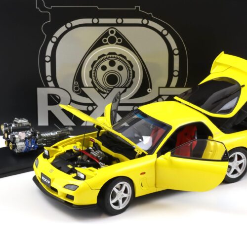 1:18 Polar Master Mazda RX-7 Bathurst R Coupe yellow with engine PLM22-001-5