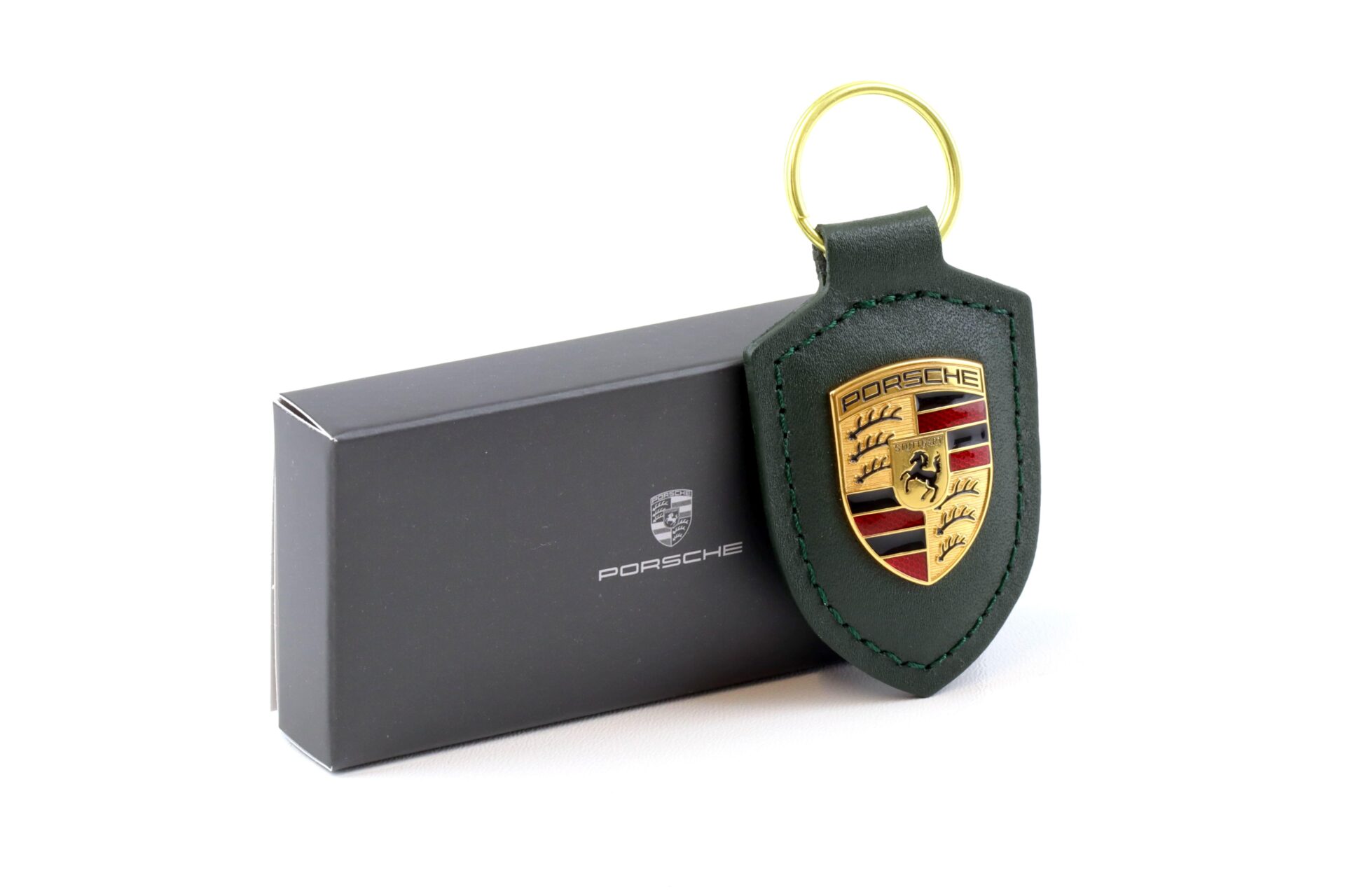 Original Porsche Wappen Schlüsselanhänger Keychain Leder Oak green WAP DEALER