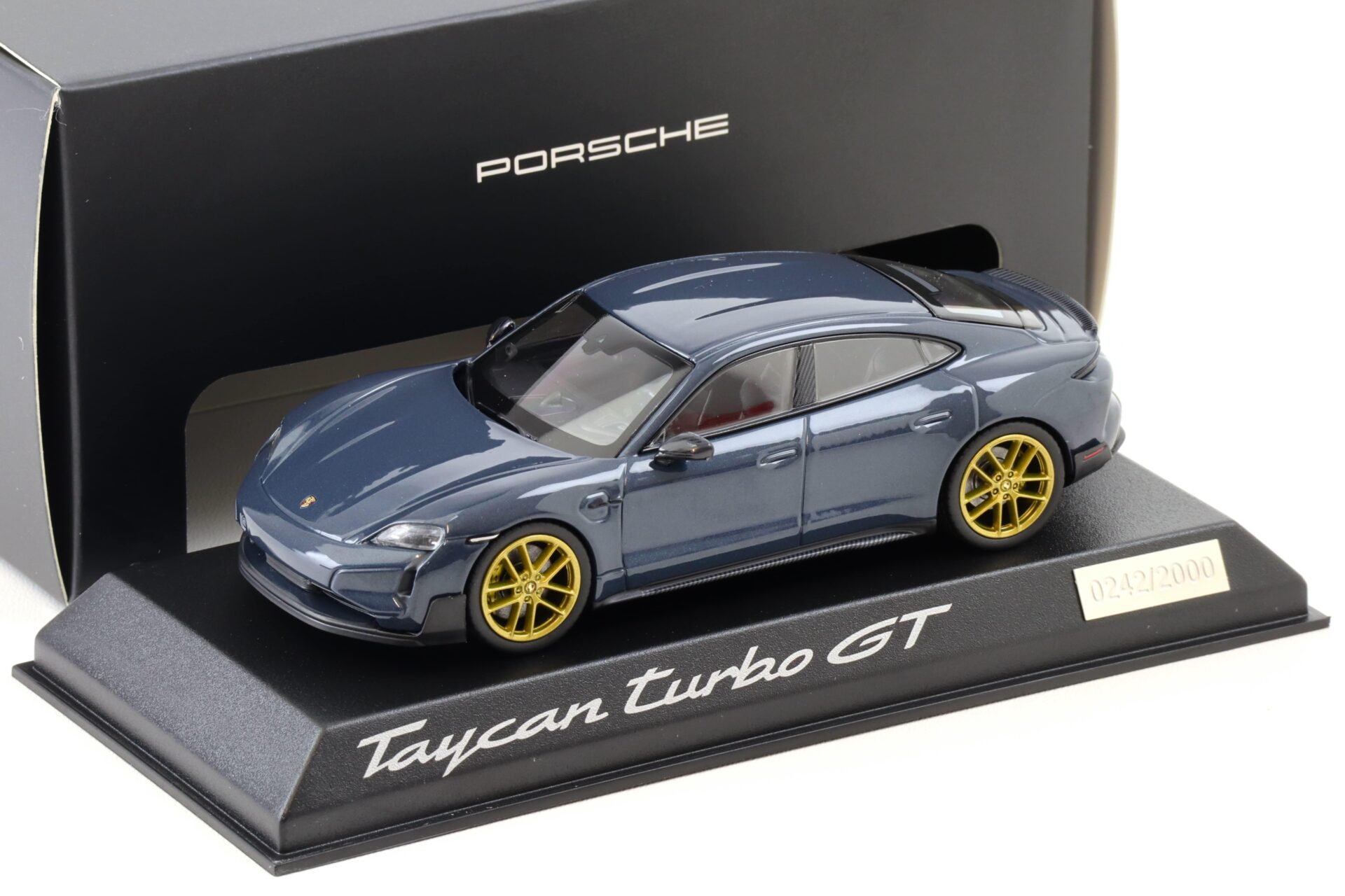 1:43 Norev Porsche Taycan Turbo GT (J1.2) Pale blue metallic/ gold wheels WAP DEALER