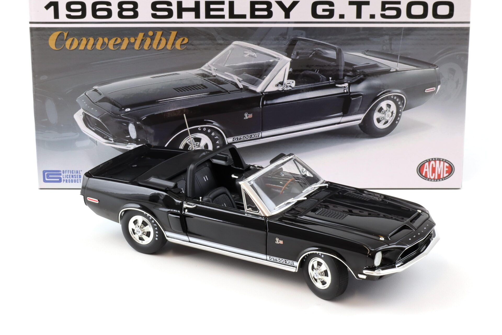 1:18 ACME 1968 Shelby GT500 KR Convertible black/ white stripes