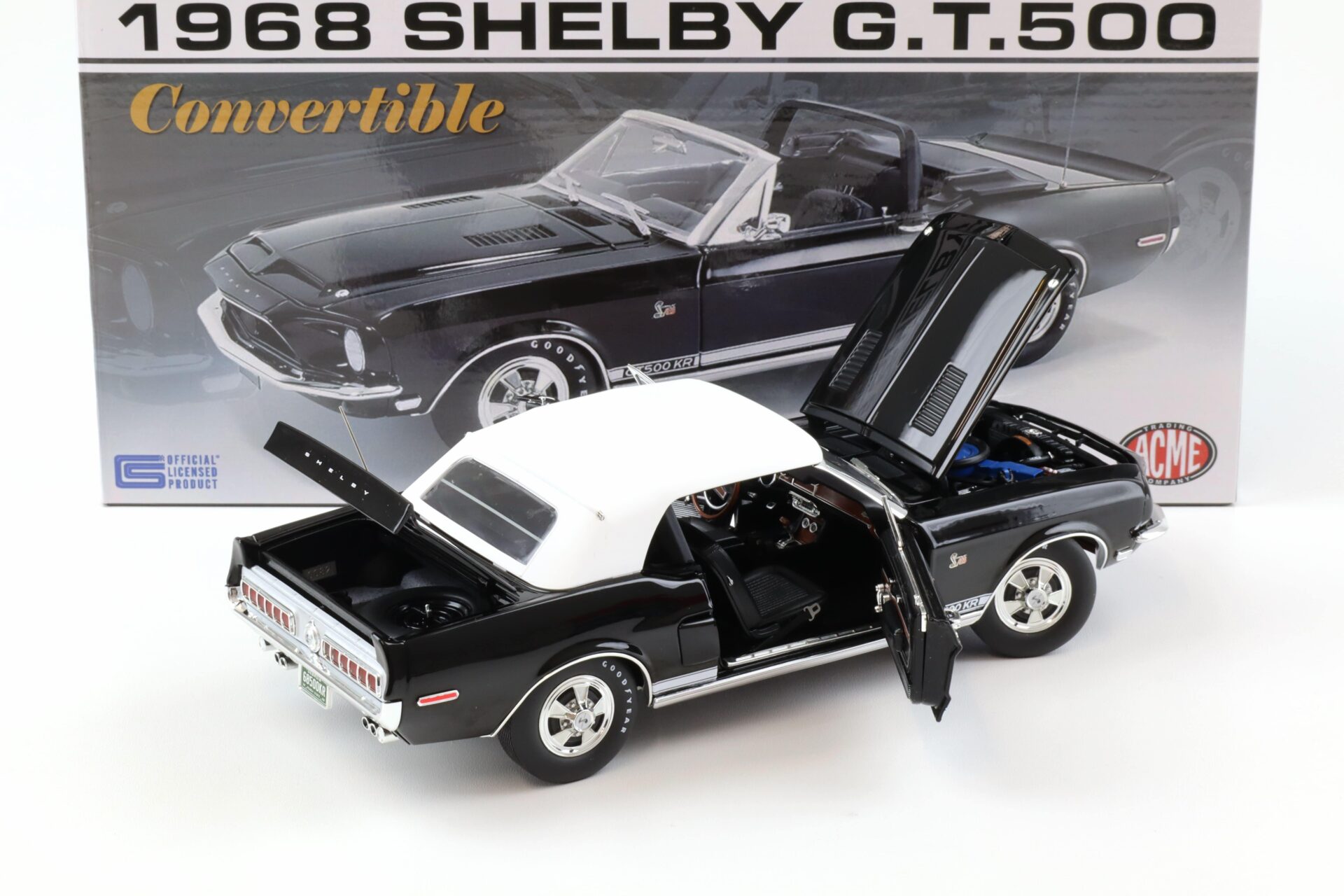1:18 ACME 1968 Shelby GT500 KR Convertible black/ white stripes