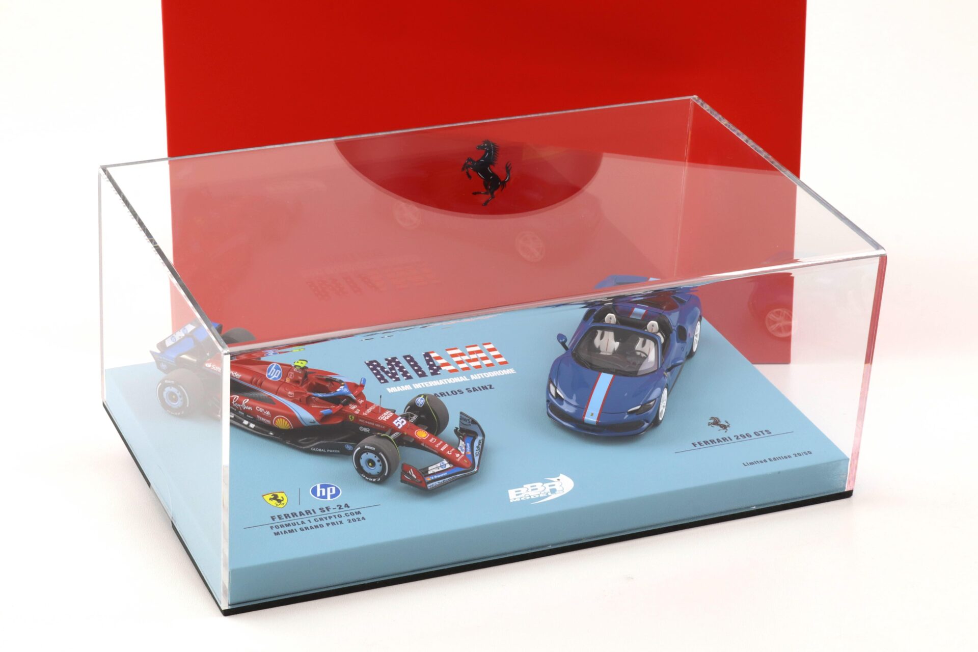 1:43 BBR Ferrari SF-24 + 296 GTS Special Set Miami GP 2024 Sainz Limited 50 pcs.