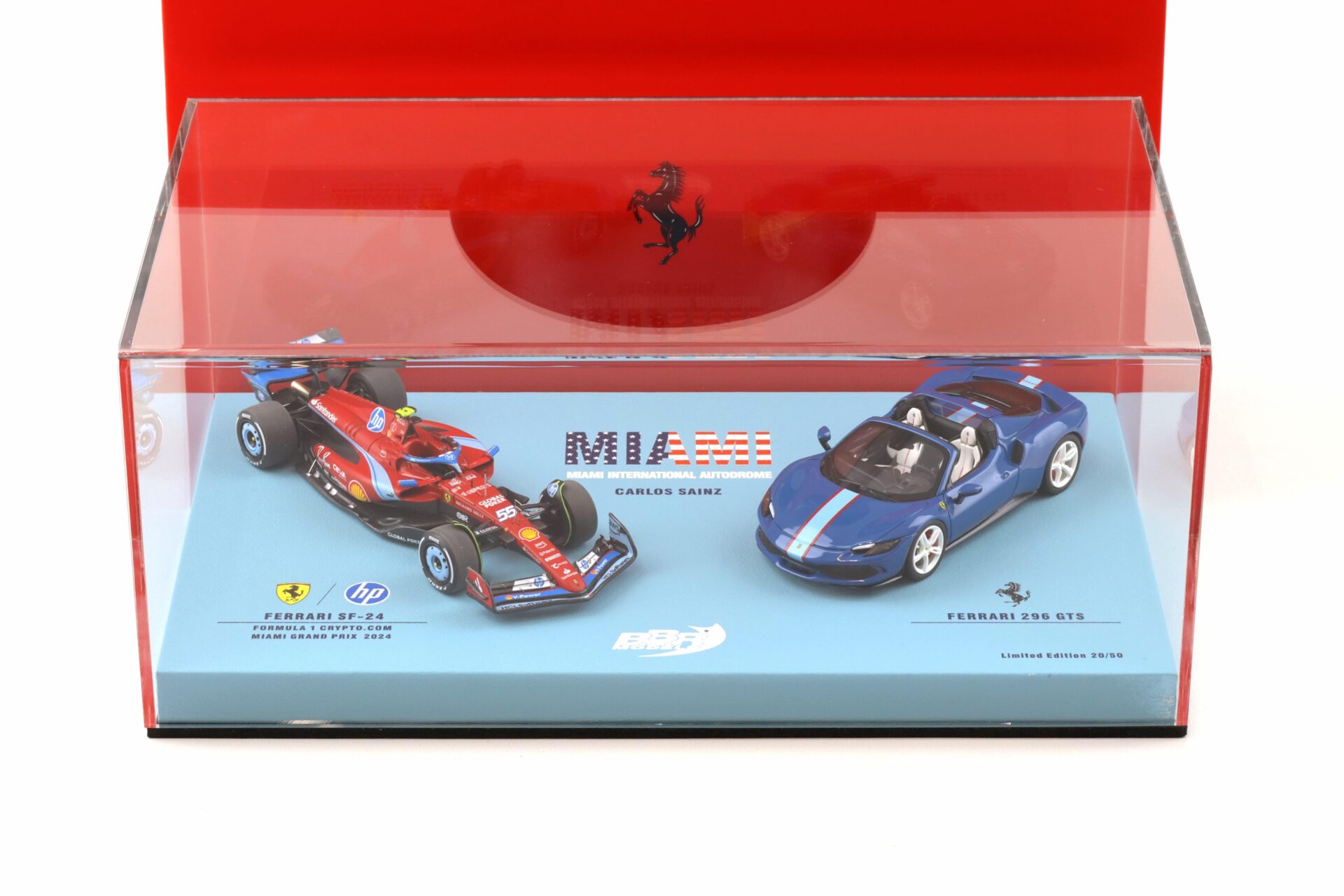 1:43 BBR Ferrari SF-24 + 296 GTS Special Set Miami GP 2024 Sainz Limited 50 pcs.