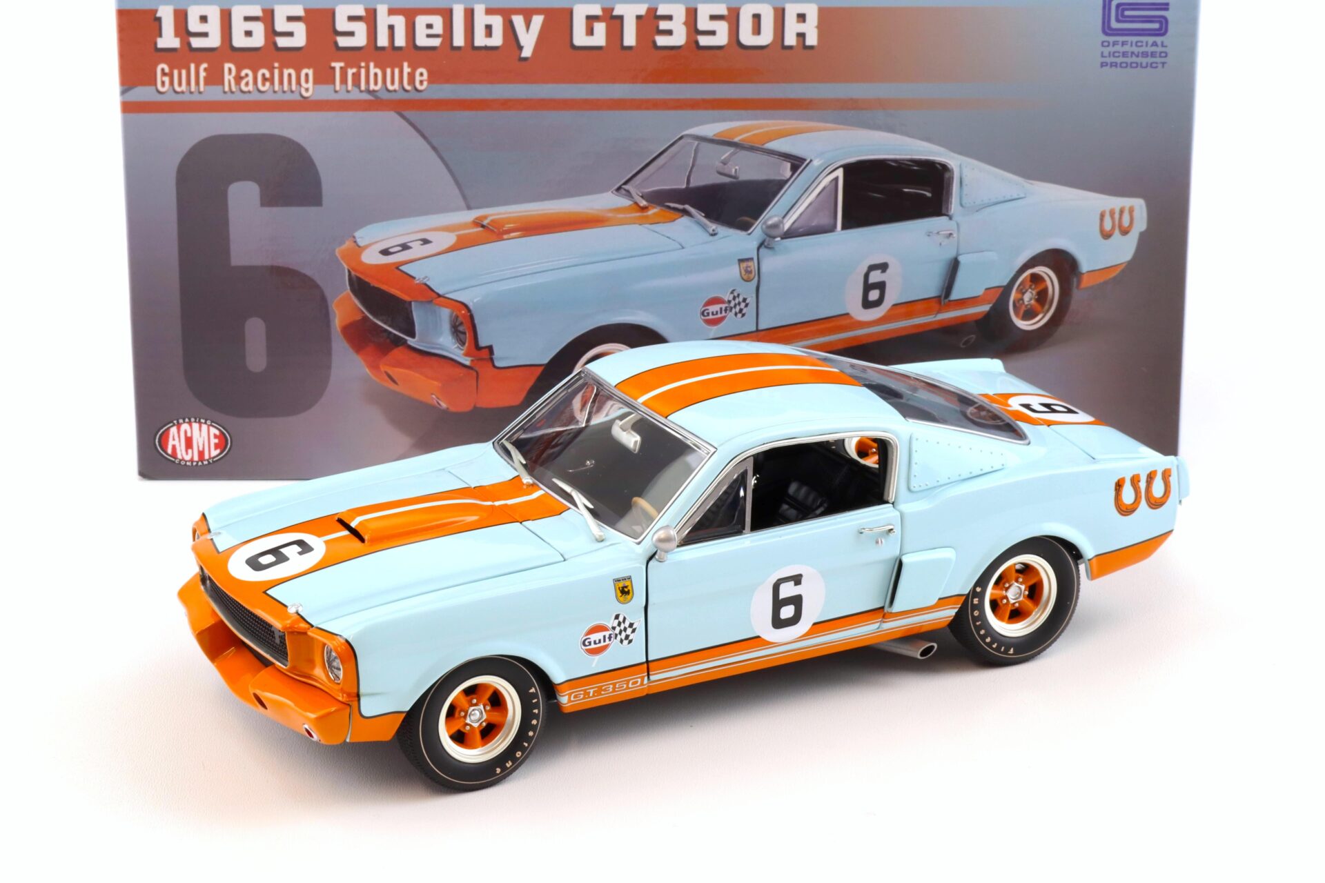1:18 ACME 1965 Shelby GT350R Coupe Gulf Racing Tribute #6 blue/ orange