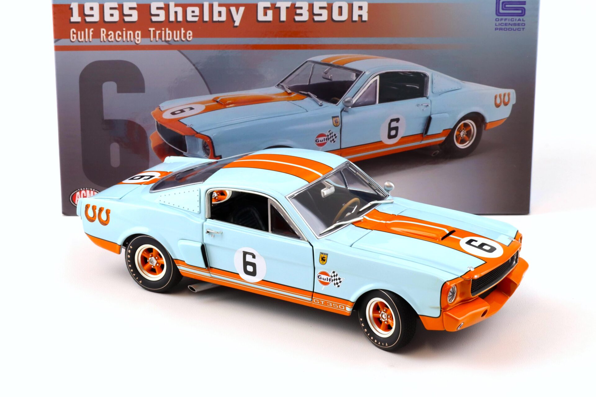 1:18 ACME 1965 Shelby GT350R Coupe Gulf Racing Tribute #6 blue/ orange