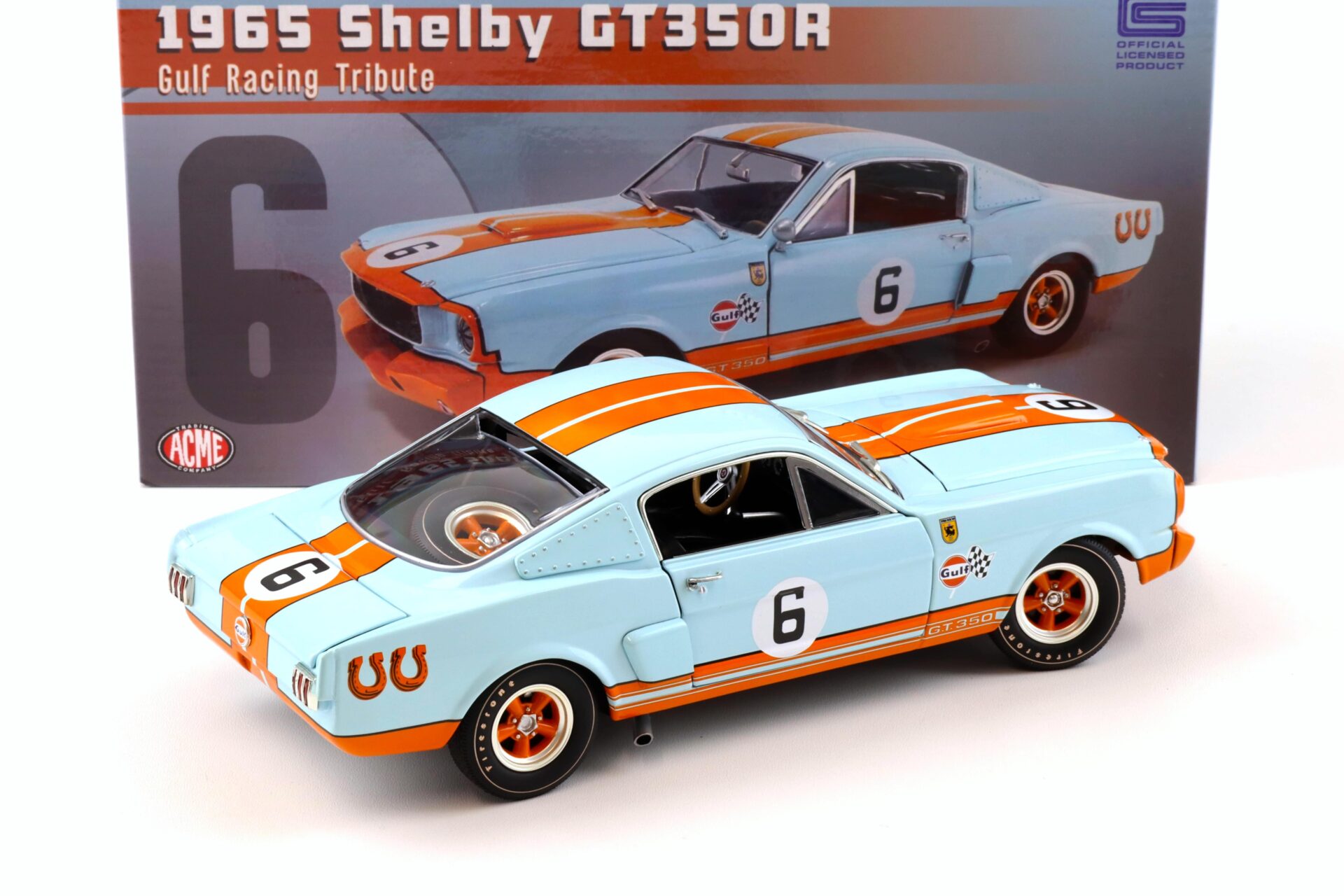 1:18 ACME 1965 Shelby GT350R Coupe Gulf Racing Tribute #6 blue/ orange