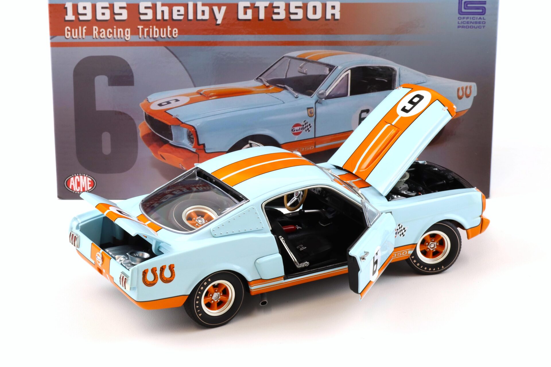1:18 ACME 1965 Shelby GT350R Coupe Gulf Racing Tribute #6 blue/ orange