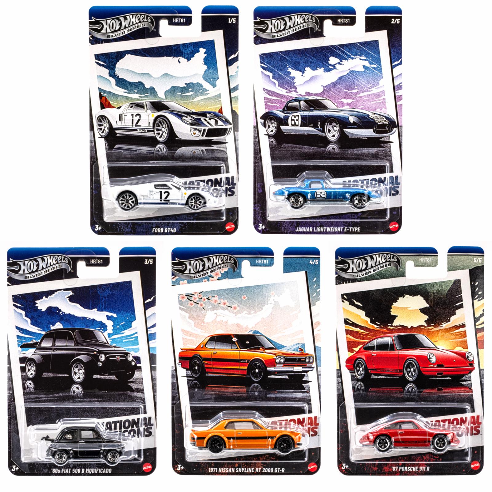 1:64 Hot Wheels 2025 National Icons SET 5 pcs. HRT81-979G Porsche, Abarth, Ford