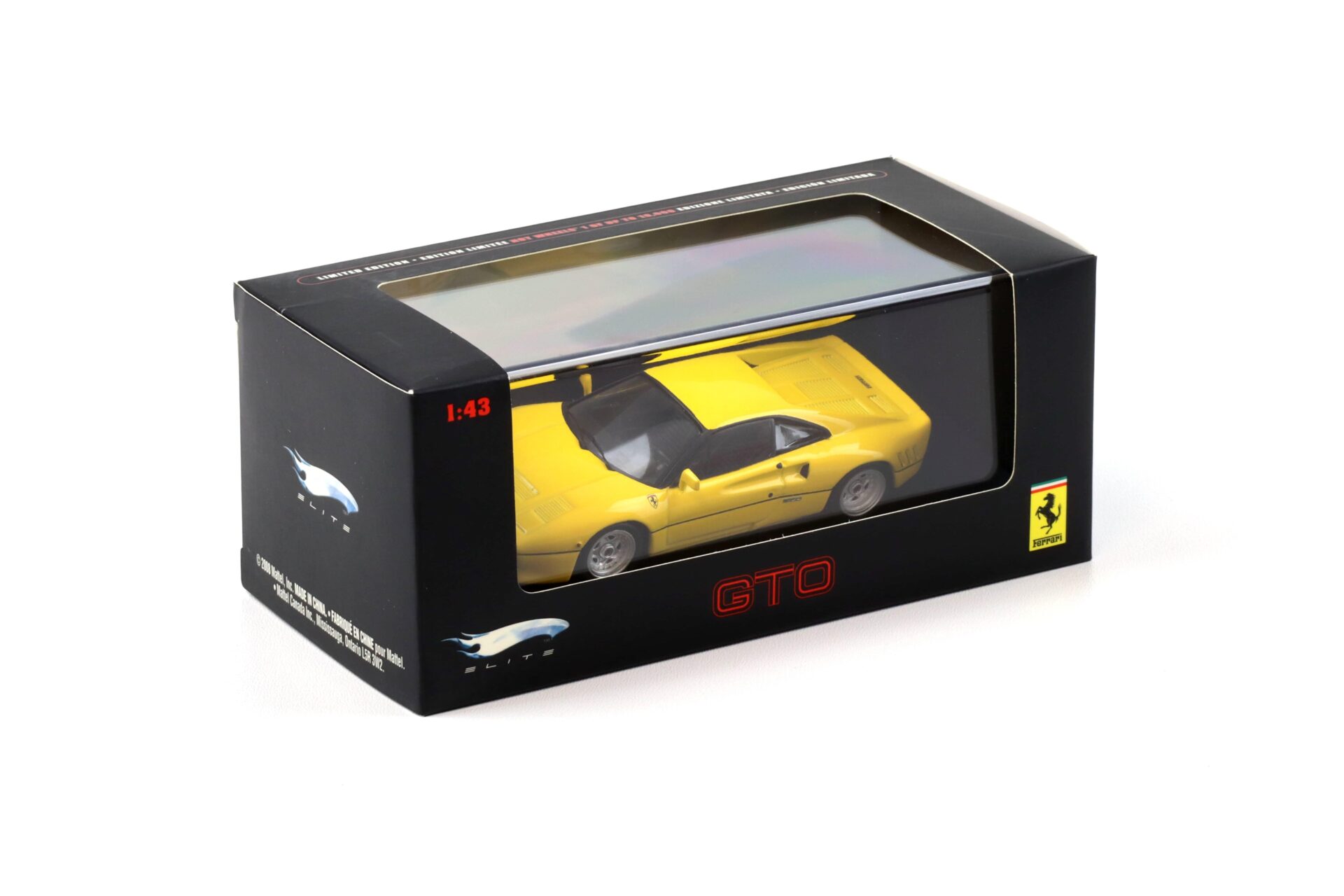 1:43 Hot Wheels Elite Ferrari 288 GTO Coupe yellow 1984