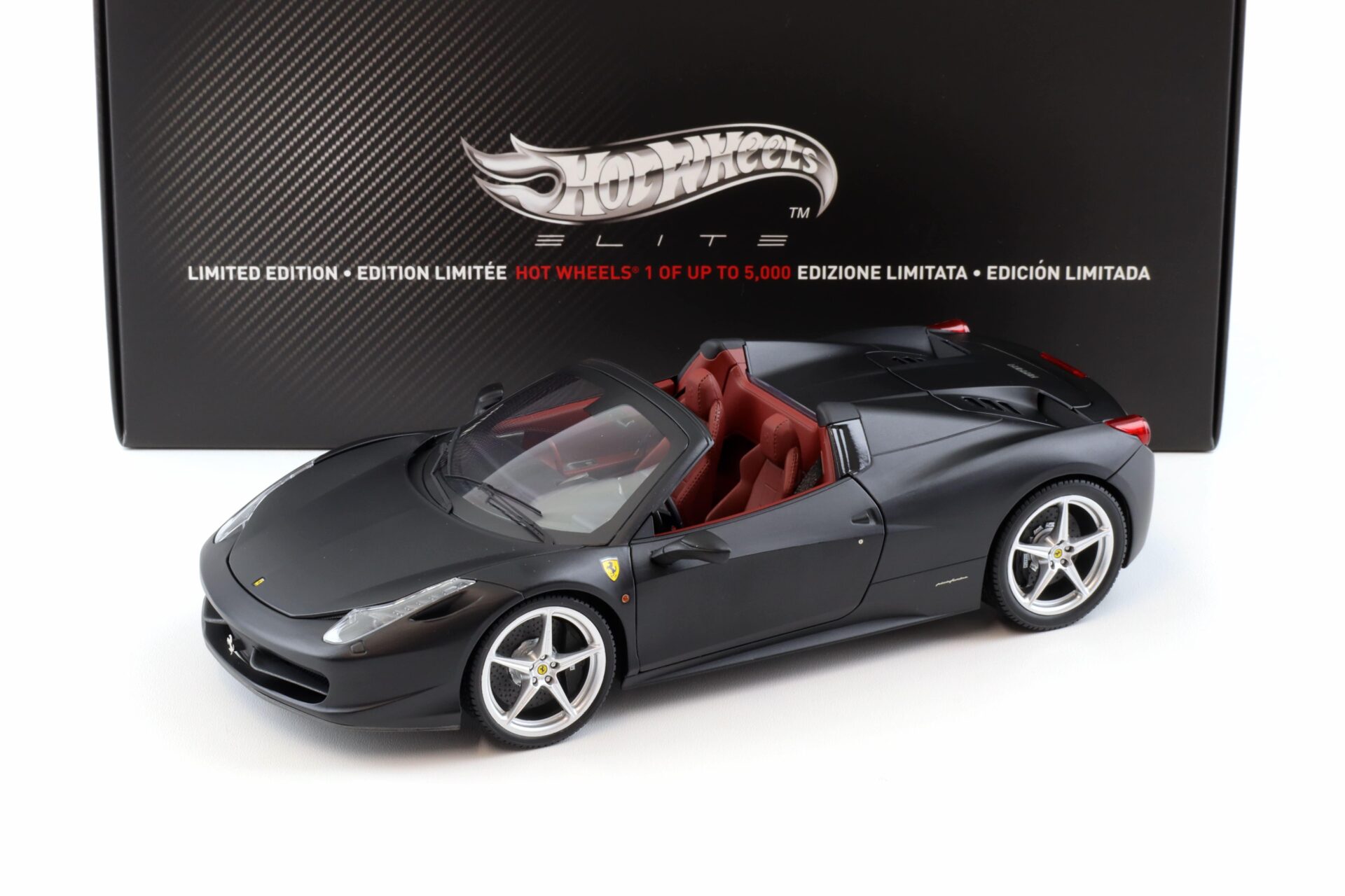 1:18 Hot Wheels Elite Ferrari 458 Spider matt black 2011