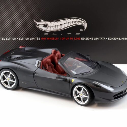1:18 Hot Wheels Elite Ferrari 458 Spider matt black 2011