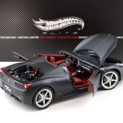 1:18 Hot Wheels Elite Ferrari 458 Spider matt black 2011