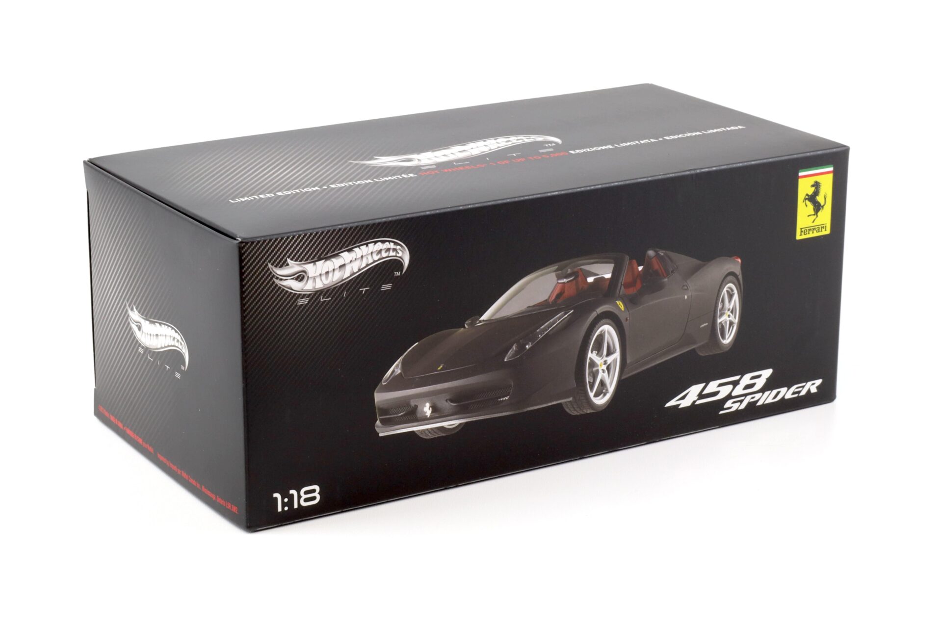 1:18 Hot Wheels Elite Ferrari 458 Spider matt black 2011