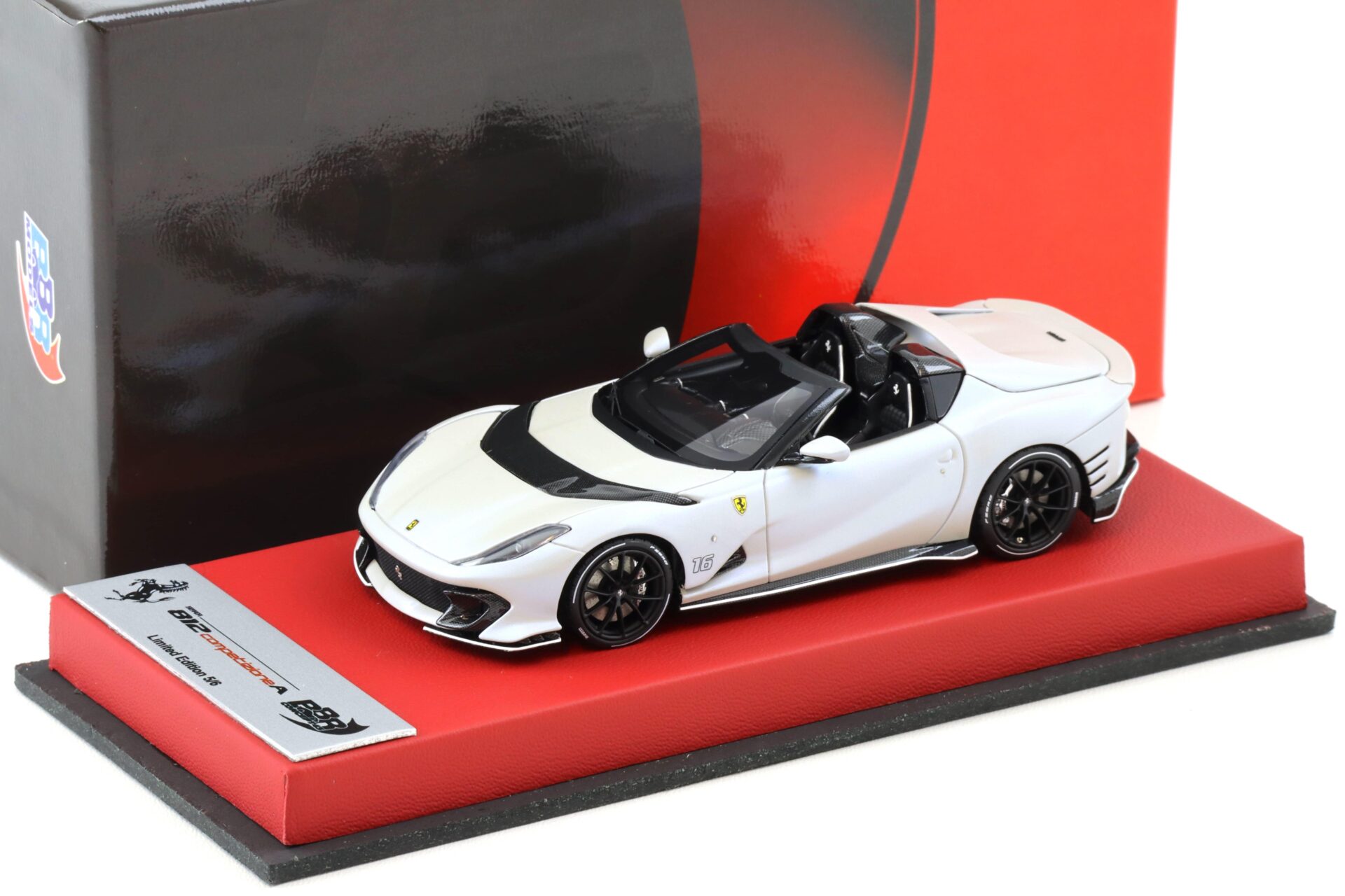 1:43 BBR Ferrari 812 Competizione A Bianco Onda matt with leather base - Limited 6 pcs.