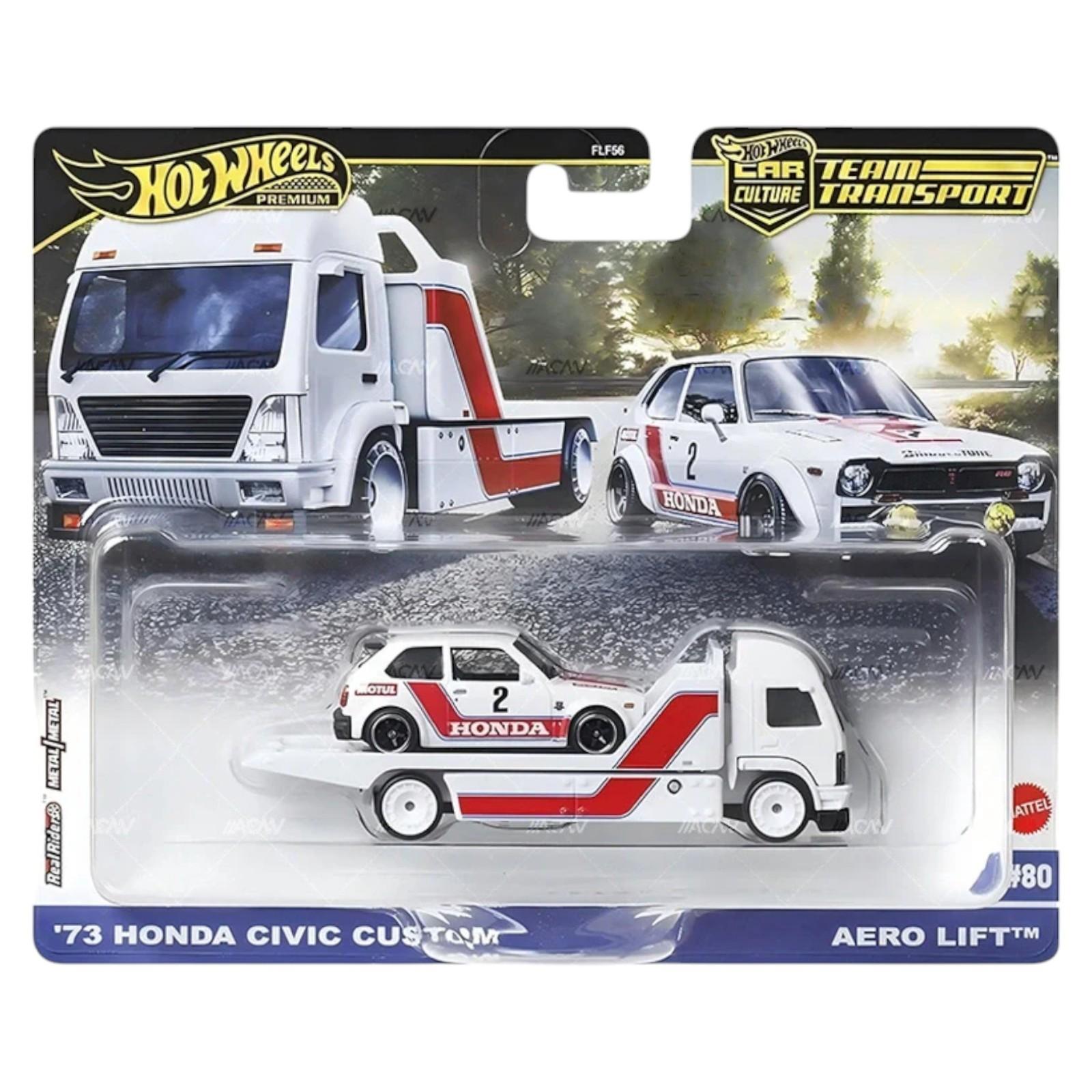 1:64 Hot Wheels Premium 2025 Team Transport JBM36 Honda Civic Custom + Aero Lift