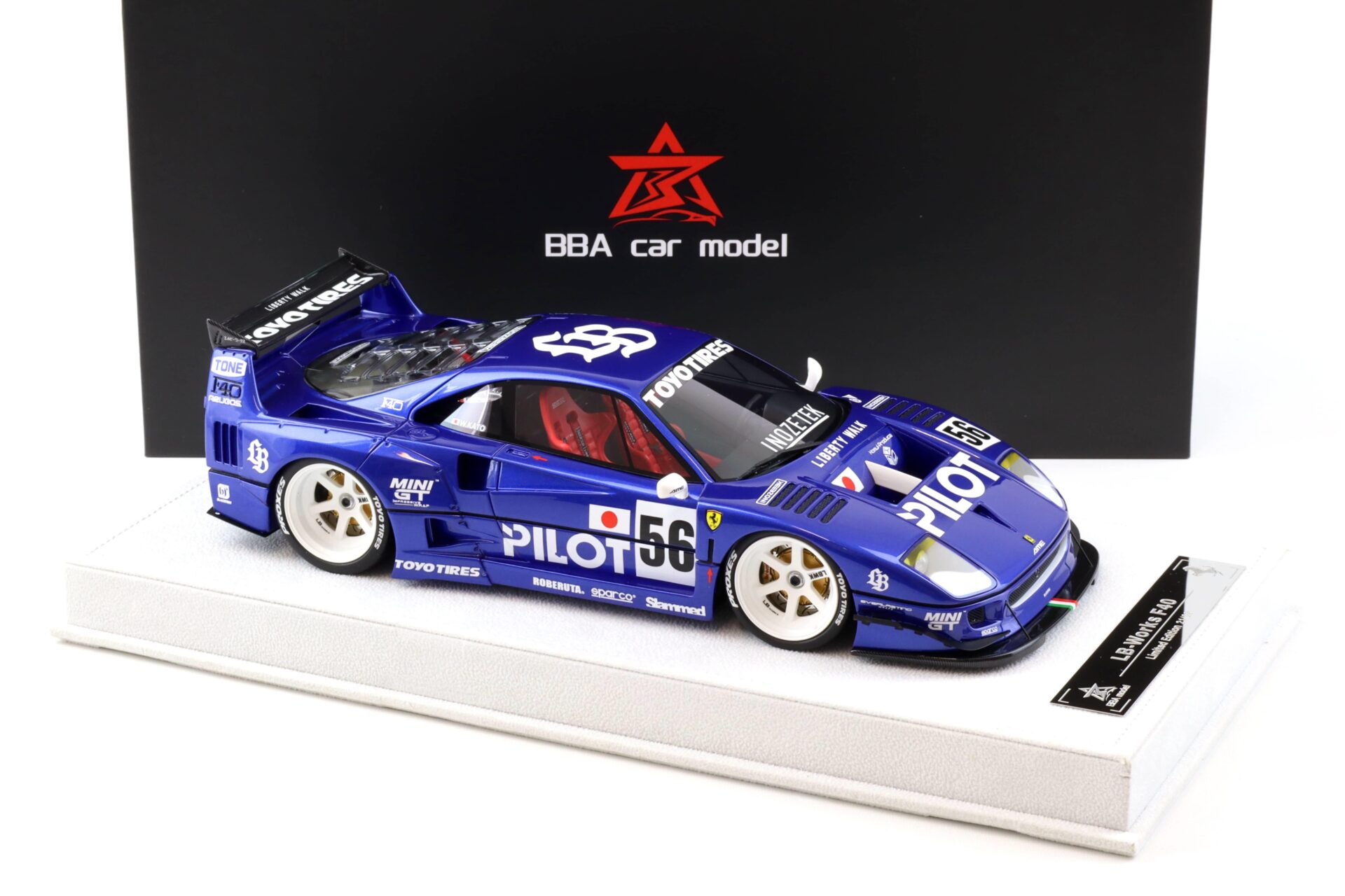 1:18 BBA Model Ferrari F40 LB Works LBWK blue PILOT with display - Limited 30 pcs.
