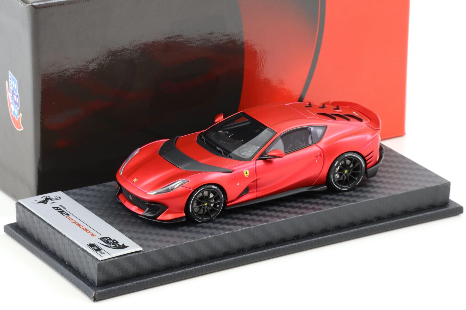 1:43 BBR Ferrari 812 Competizione Rosso Enzo red matt with Carbon base - Limited 17 pcs.