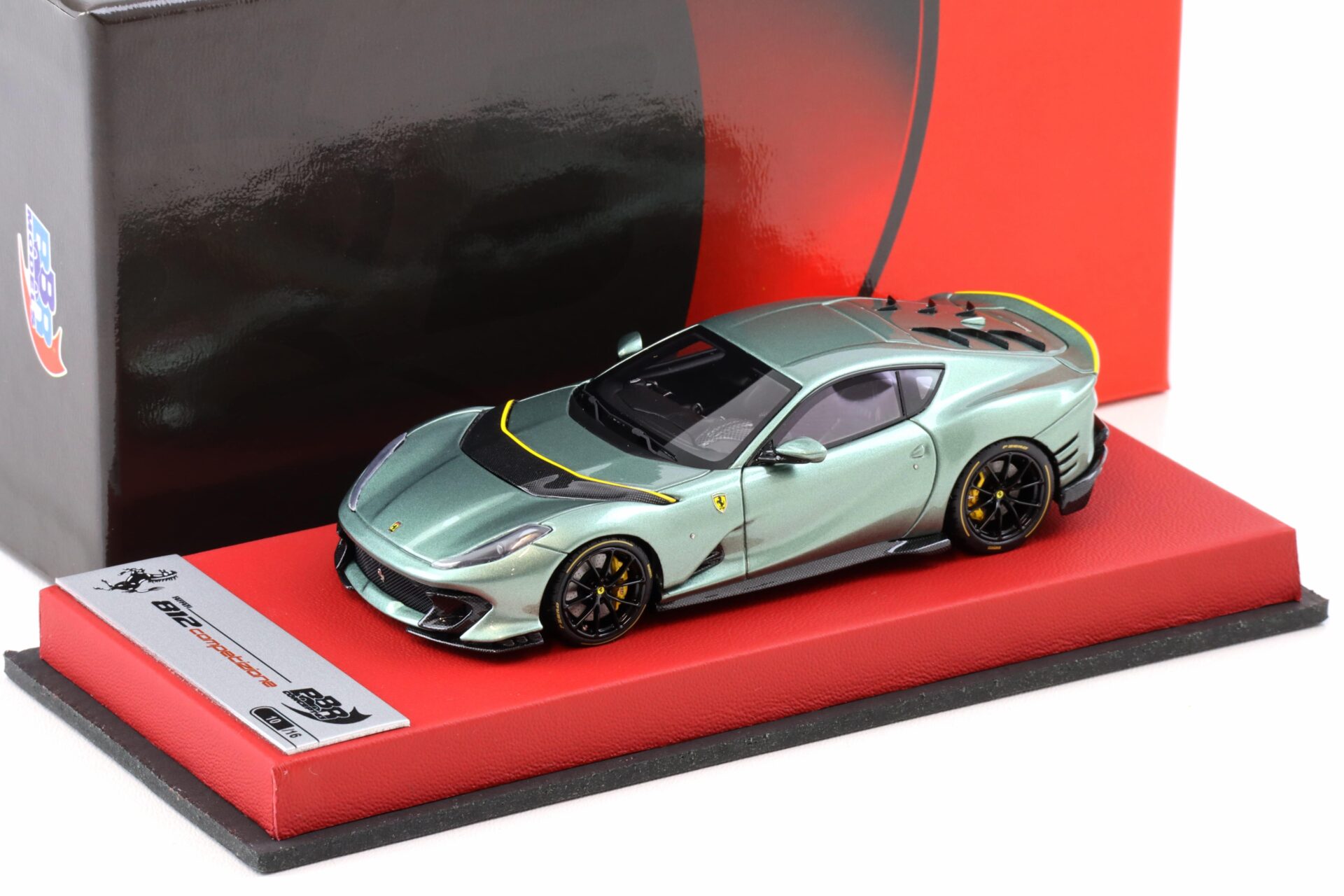 1:43 BBR Ferrari 812 Competizione Verde Medio gloss with leather base - Limited 16 pcs.
