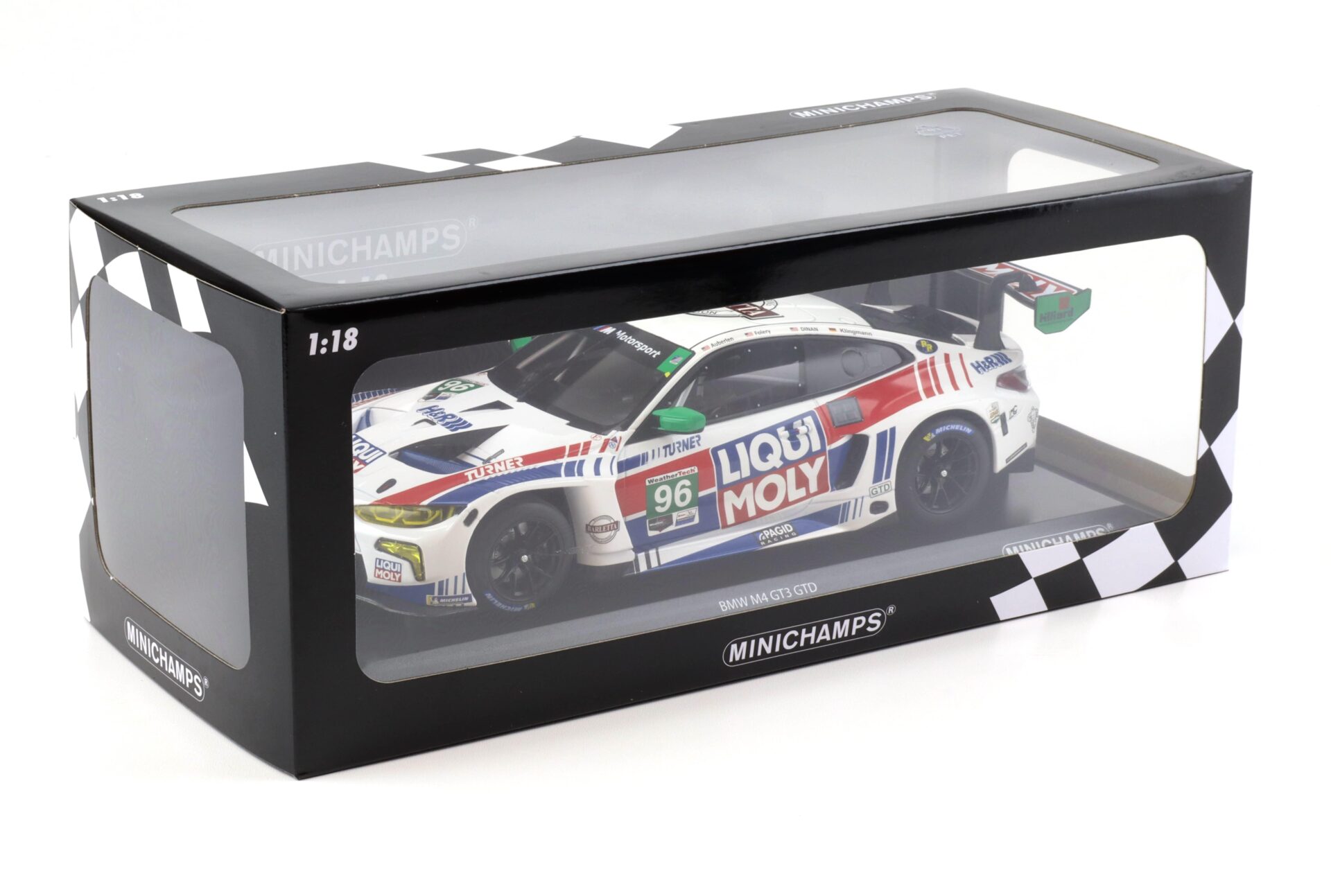1:18 Minichamps BMW M4 GT3 GTD Turner Motorsport IMSA 2022 #96 Liqui Moly Foley/ Dinan