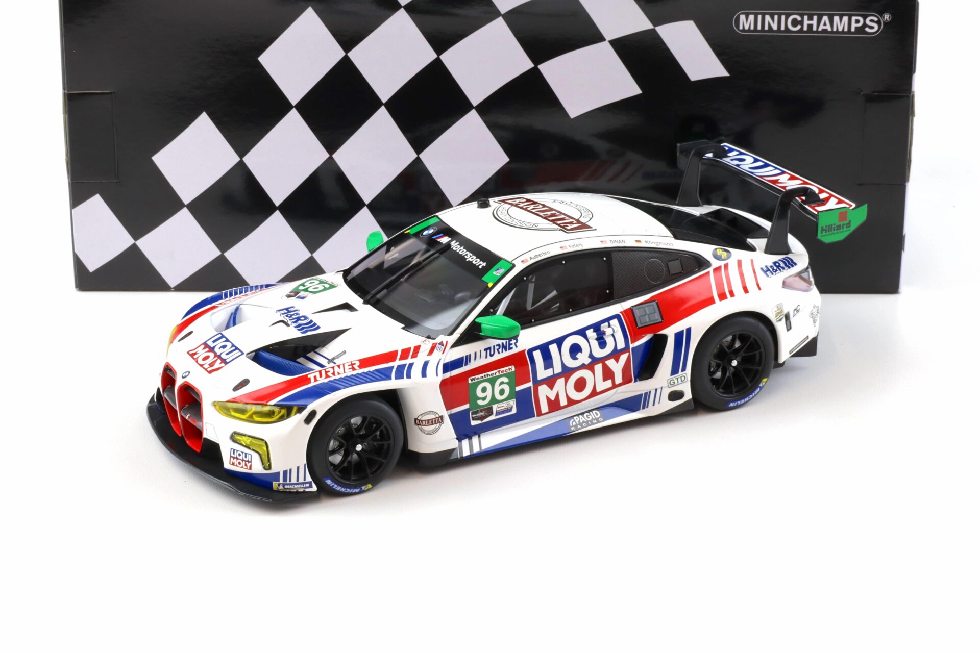 1:18 Minichamps BMW M4 GT3 GTD Turner Motorsport IMSA 2022 #96 Liqui Moly Foley/ Dinan