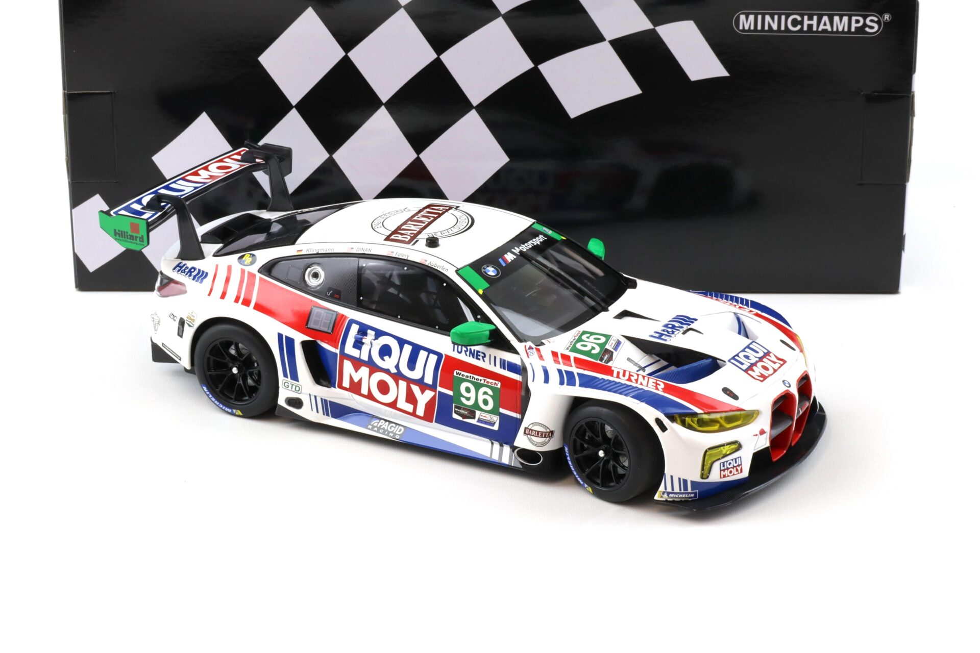 1:18 Minichamps BMW M4 GT3 GTD Turner Motorsport IMSA 2022 #96 Liqui Moly Foley/ Dinan