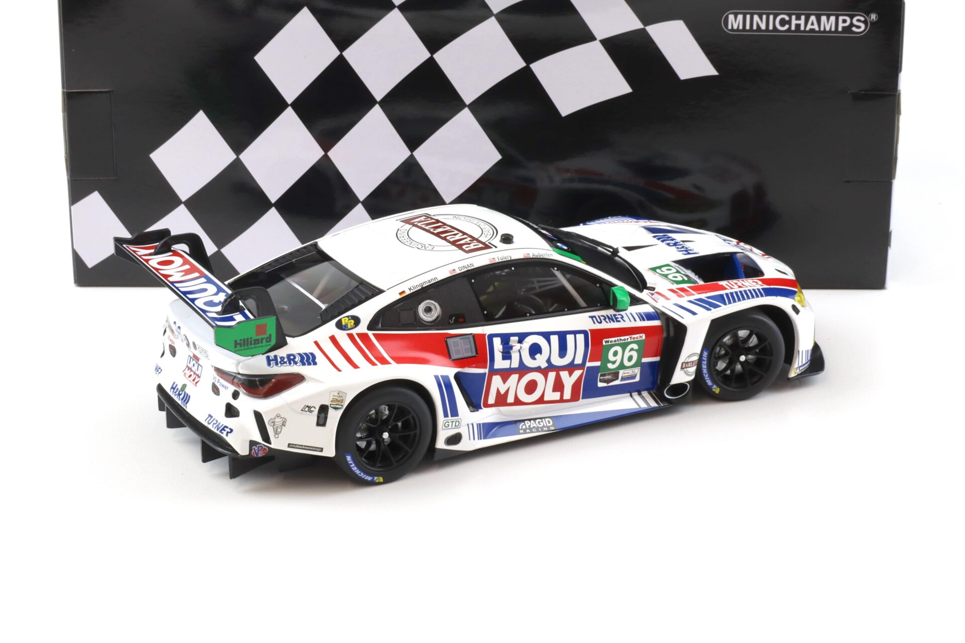1:18 Minichamps BMW M4 GT3 GTD Turner Motorsport IMSA 2022 #96 Liqui Moly Foley/ Dinan
