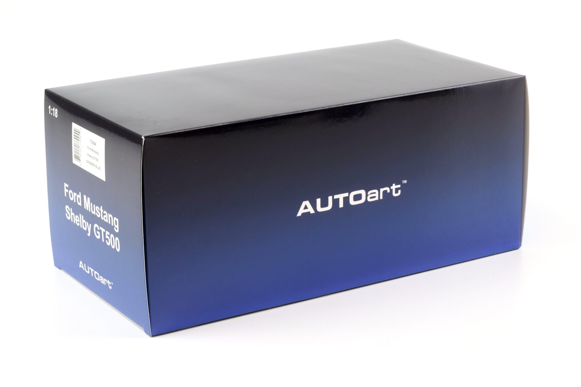 1:18 AUTOart Ford Mustang Shelby GT500 Coupe 2023 Grabber blue/ white stripes