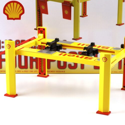 1:18 Greenlight SHELL Adjustable FOUR-POST Lift Hebebühne Zubehör yellow/red