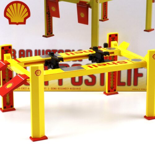1:18 Greenlight SHELL Adjustable FOUR-POST Lift Hebebühne Zubehör yellow/red