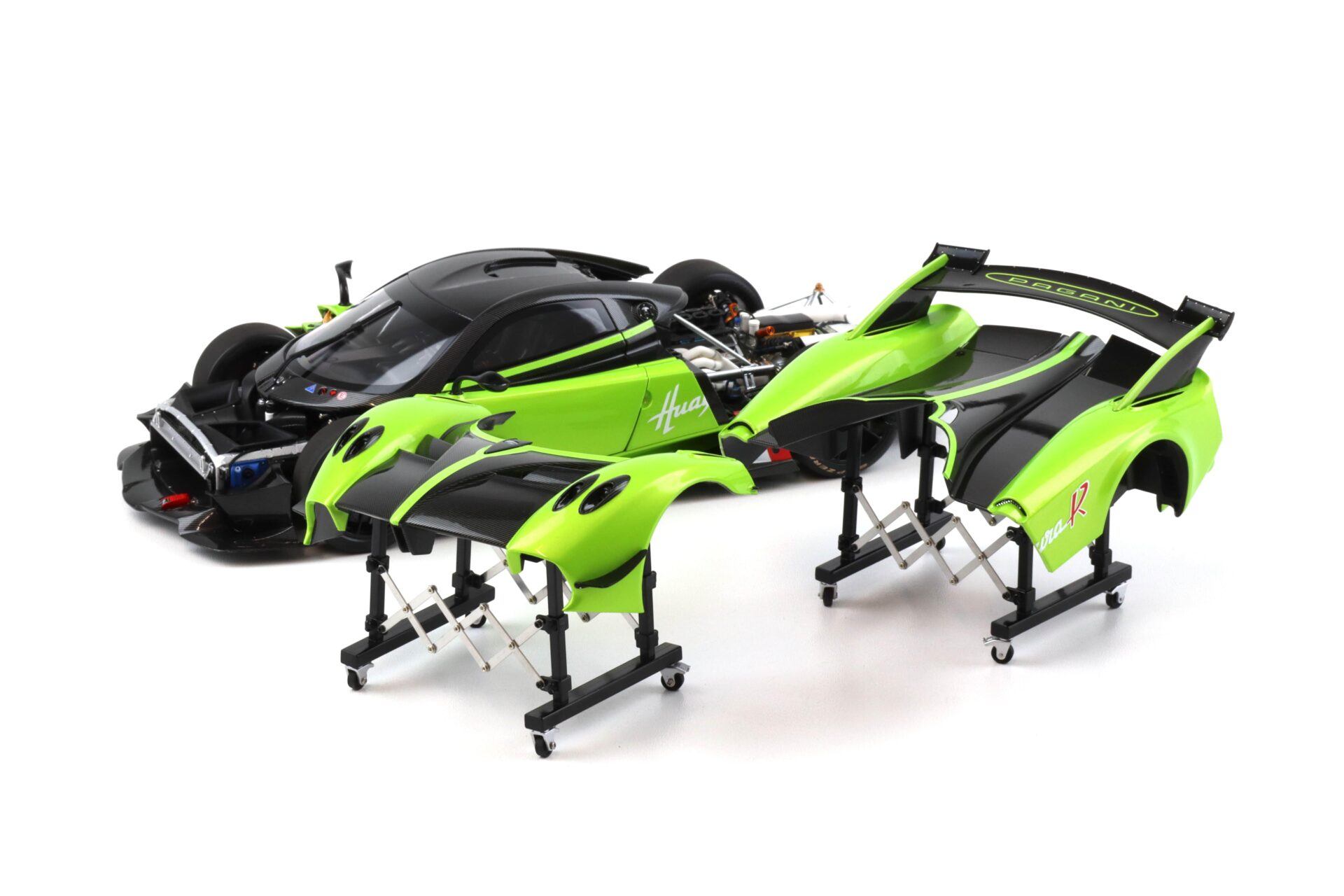 1:18 LCD Models Hood Holder Set 2 pcs. Semi Gloss black LCD-08-SGB