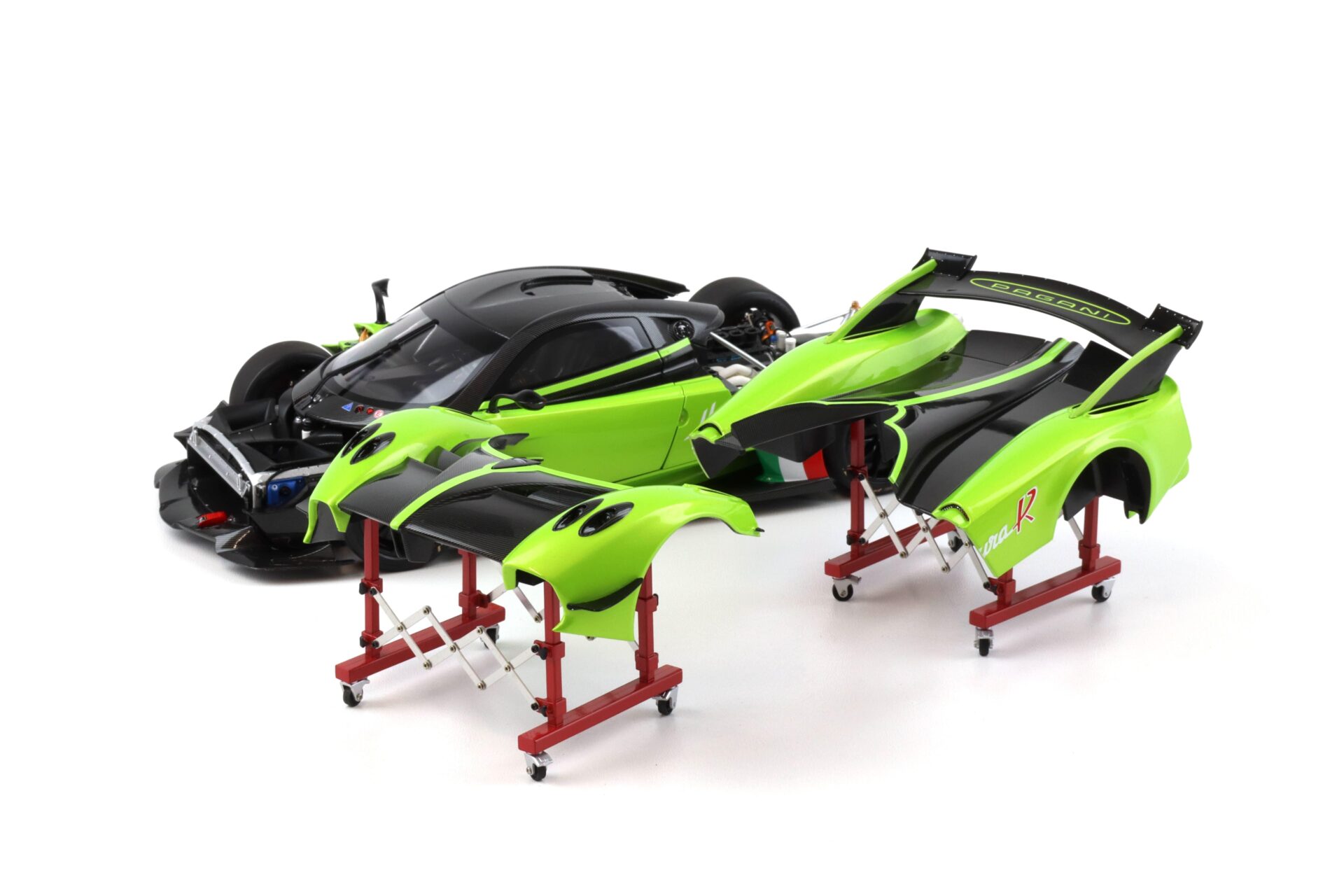 1:18 LCD Models Hood Holder Set 2 pcs. Semi Gloss red LCD-08-SGR