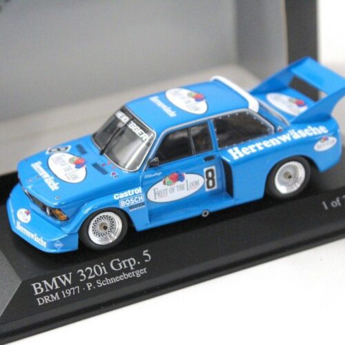 1:43 Minichamps BMW 320i Grp.5 DRM 1977 Fruit of Loom #8 blue