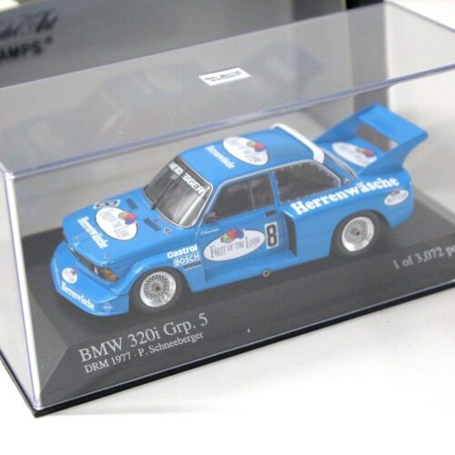 1:43 Minichamps BMW 320i Grp.5 DRM 1977 Fruit of Loom #8 blue