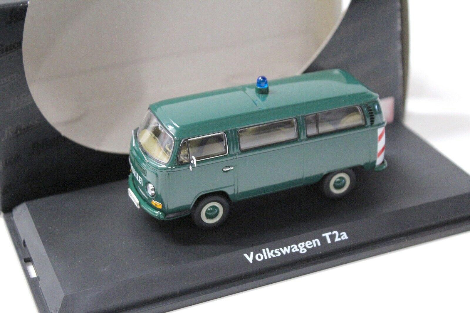 1:43 Schuco Volkswagen VW T2a Bus "POLIZEI" dark green