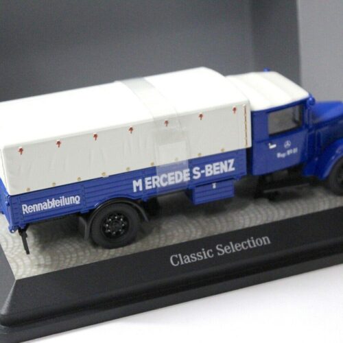 1:43 Premium ClassiXXs Mercedes LO2750 Renntransporter blue DEALER VERSION