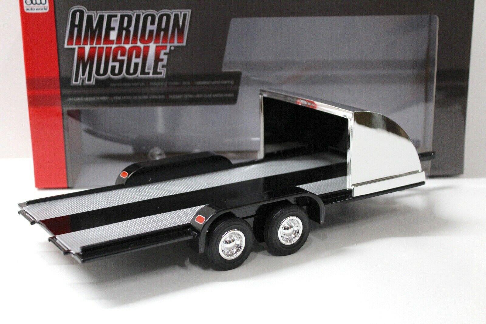 1:18 Auto World Trailer Open Car Hauler Anhänger black