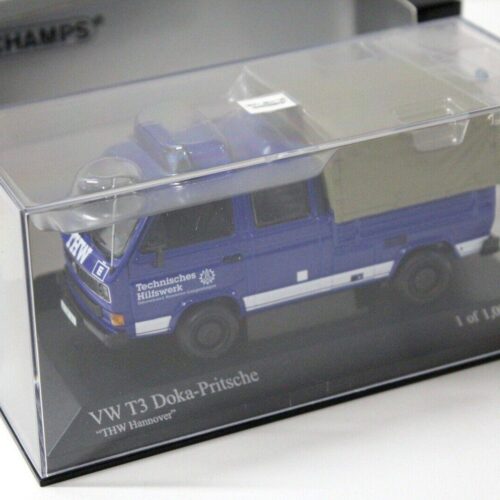 1:43 Minichamps VW T3 Doka-Pritsche THW Hannover blue