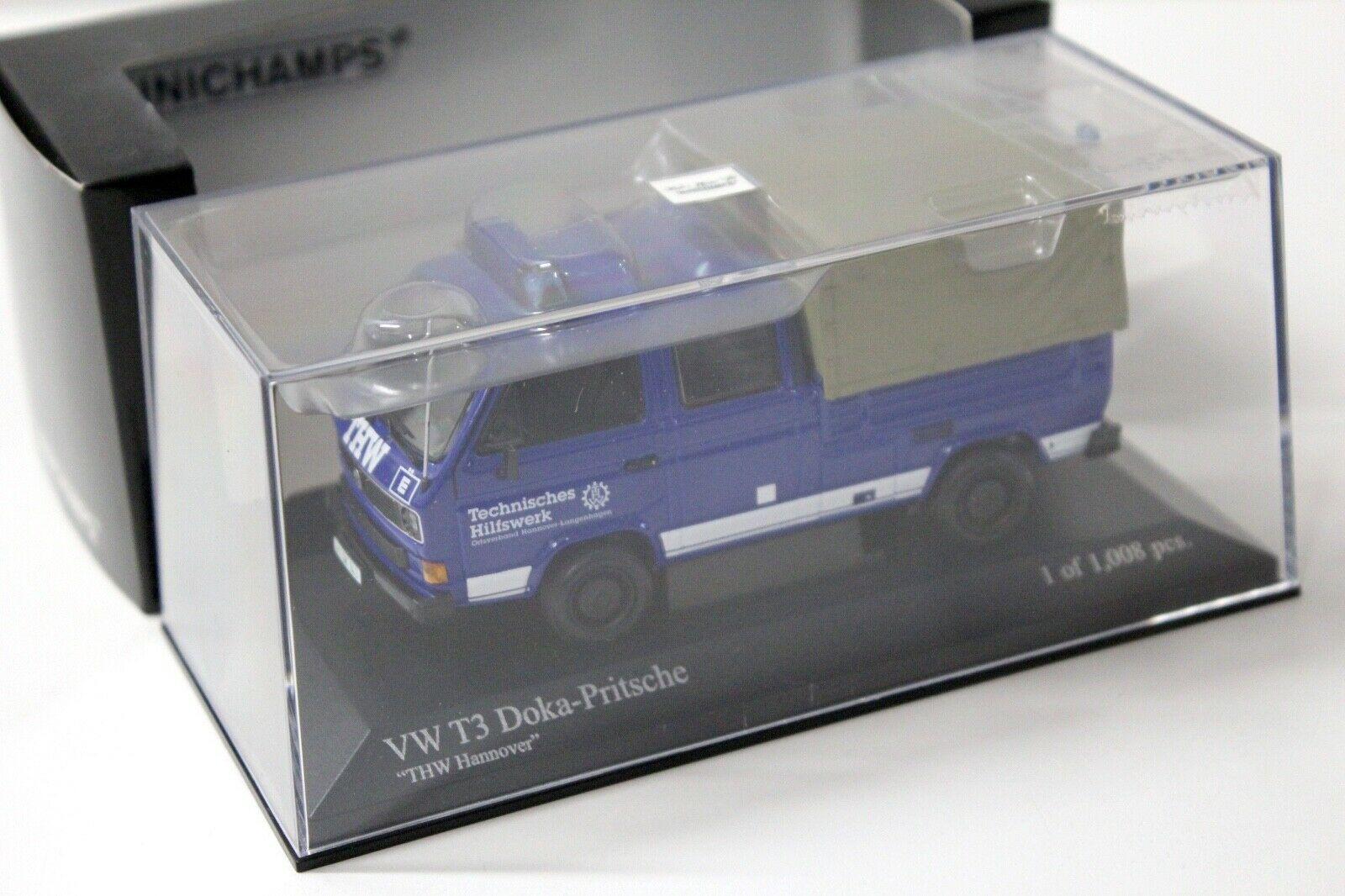 1:43 Minichamps VW T3 Doka-Pritsche THW Hannover blue