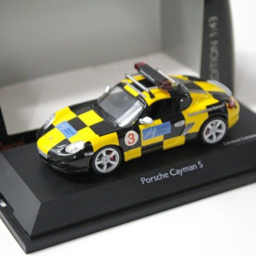 1:43 Schuco Porsche Cayman S "FOLLOW ME" Airport Hannover