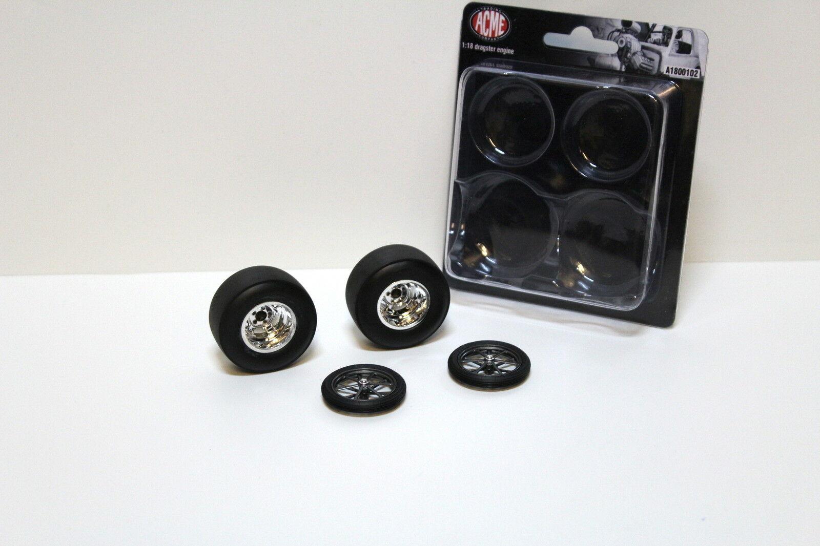 ID 42869 orig 1.jpg 1:18 ACME/ GMP Dragster Engine Wheel Set Räder Chrom 4pcs.