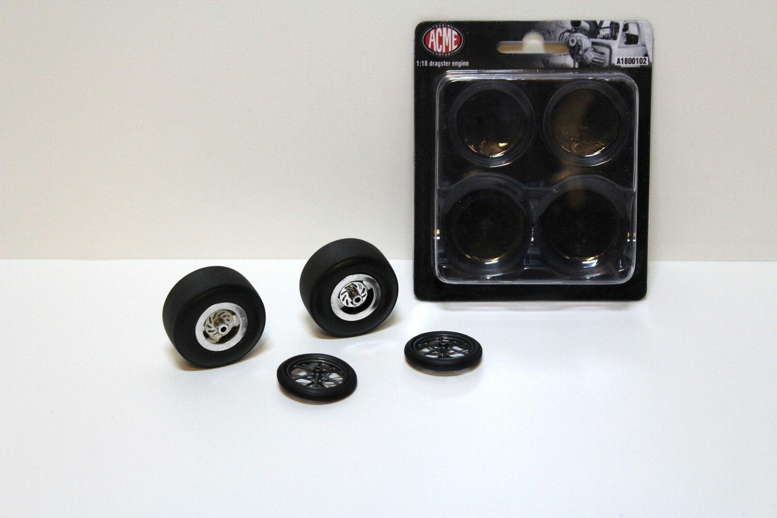 1:18 ACME/ GMP Dragster Engine Wheel Set Räder Chrom 4pcs.